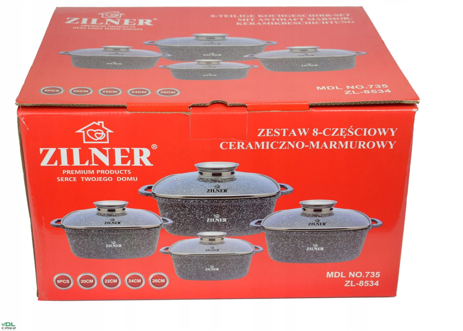 Zestaw 8-częściowy z powłoką ceramiczno- marmurkową ZILNER ZL-8534