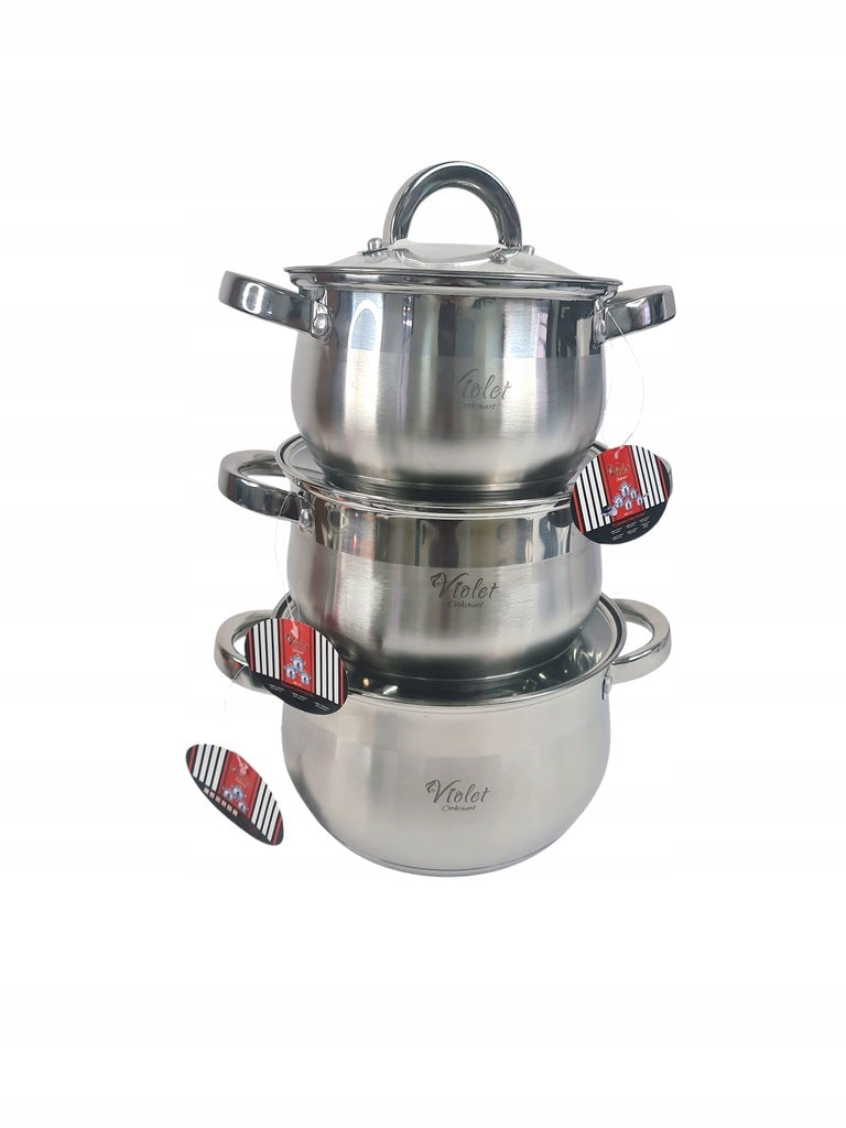 Zestaw garnków Miss Kitchen VIOLET stal nierdzewna 6 el. MDL-211