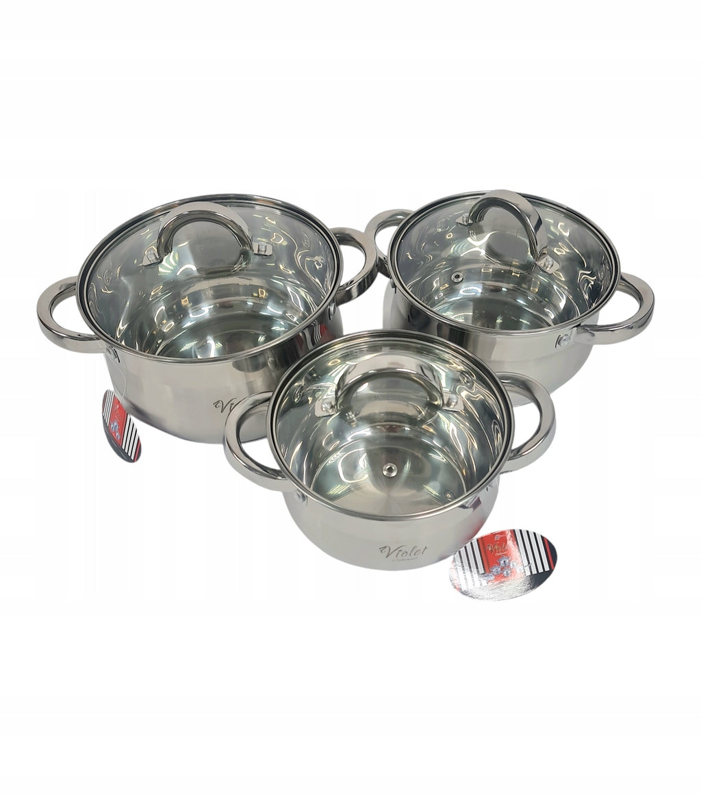 Zestaw garnków Miss Kitchen VIOLET stal nierdzewna 6 el. MDL-211